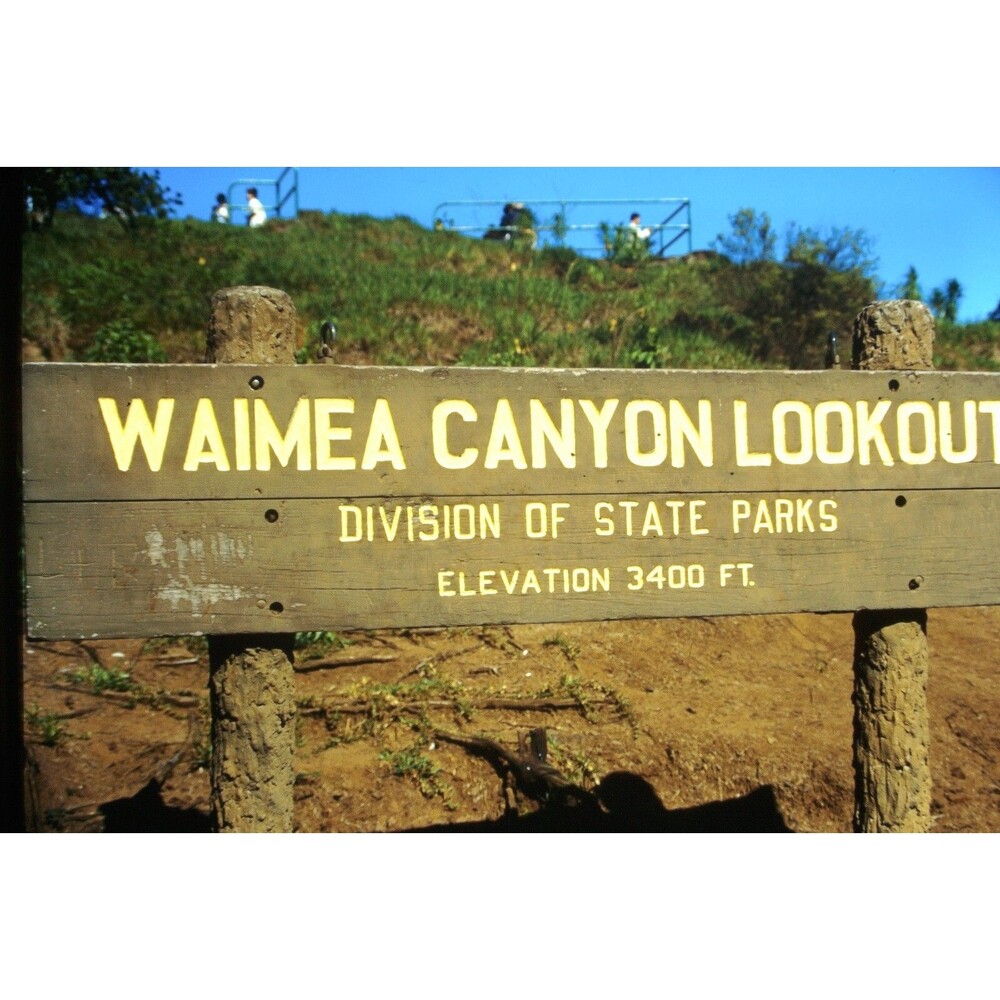 Original 1996 35mm Slide, "Waimea Canyon Lookout Sign, Kauai, Hawaii